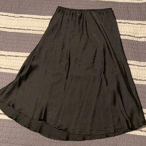 Black silk midi skirt